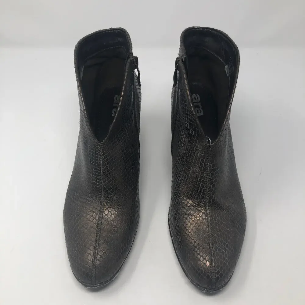 Ara Luftpolster Snake Faux Leather Copper Booties